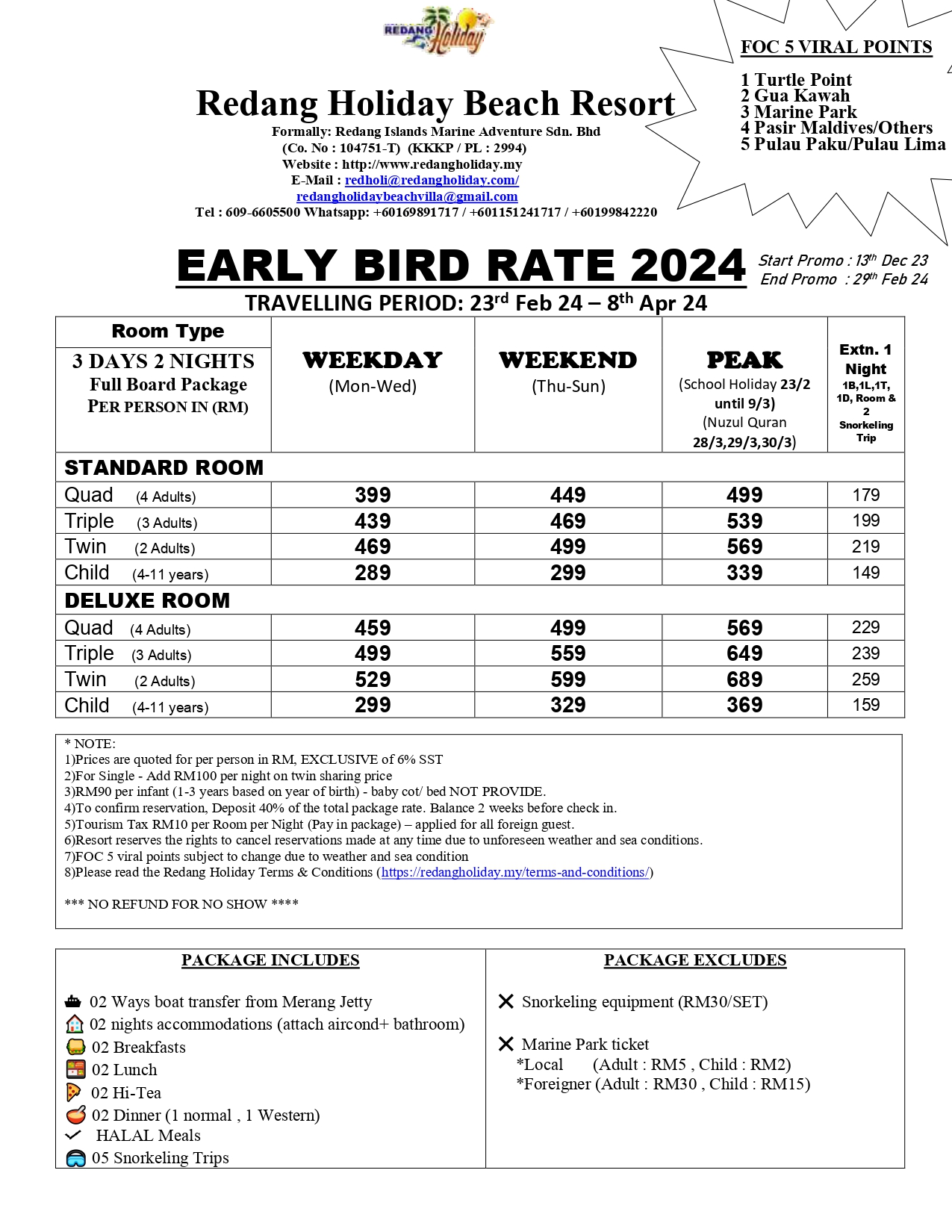 Snorkeling Packages Early Bird Rates 2024 Redang Holiday Beach Resort